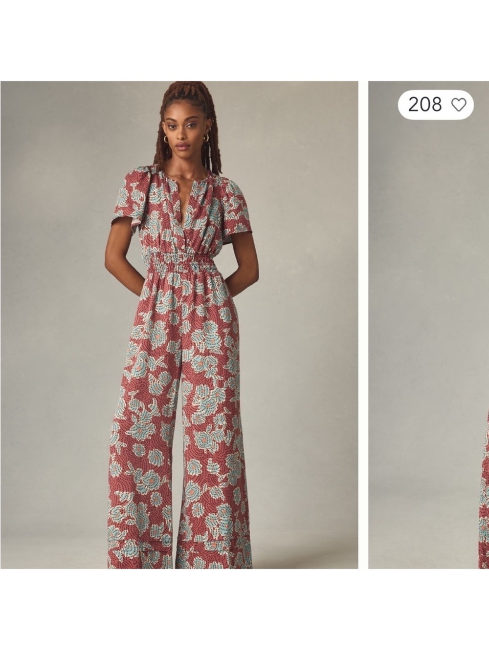 Anthropologie The Somerset Jumpsuit Dark Orange Pockets Flowy Vneck Sz XS